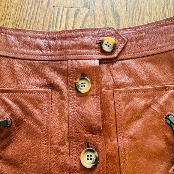 veronica beard brown leather mini skirt size 0 - Picture 6 of 6